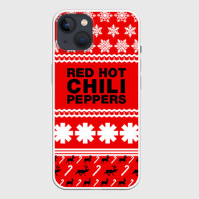 Чехол для iPhone 13 с принтом Праздничный RHCP ,  |  | red hot chili peppers | rhcp | альтернативный | группа | джош клингхоффер | знак | красные острые перцы чили | красный | метал | надпись | новогодний | новый год | праздник | ред хот ч | рождество | рок | рхчп | рэп