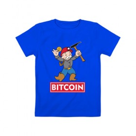 Детская футболка хлопок с принтом Bitcoin Miner , 100% хлопок | круглый вырез горловины, полуприлегающий силуэт, длина до линии бедер | 