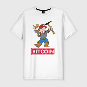 Мужская футболка премиум с принтом Bitcoin Miner , 92% хлопок, 8% лайкра | приталенный силуэт, круглый вырез ворота, длина до линии бедра, короткий рукав | 