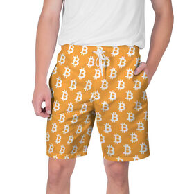 Мужские шорты 3D с принтом Bitcoin ,  полиэстер 100% | прямой крой, два кармана без застежек по бокам. Мягкая трикотажная резинка на поясе, внутри которой широкие завязки. Длина чуть выше колен | bitcoin | биткоин | деньги