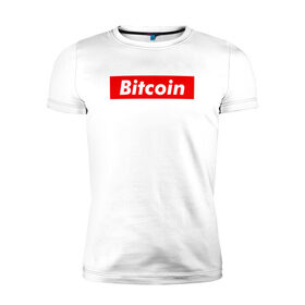 Мужская футболка премиум с принтом Bitcoin , 92% хлопок, 8% лайкра | приталенный силуэт, круглый вырез ворота, длина до линии бедра, короткий рукав | bitcoin | биткоин | деньги