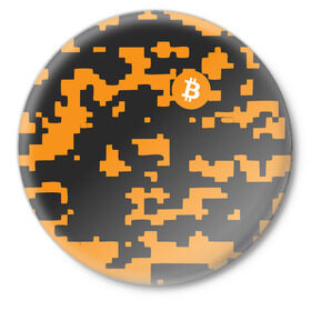 Значок с принтом BITCOIN ,  металл | круглая форма, металлическая застежка в виде булавки | bitcoin | btc | crypto | биткоин | валюта | деньги | криптовалюта | цифровое золото