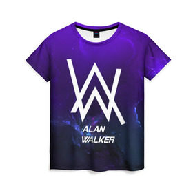 Женская футболка 3D с принтом Alan Walker SPACE COLLECTION , 100% полиэфир ( синтетическое хлопкоподобное полотно) | прямой крой, круглый вырез горловины, длина до линии бедер | alan walker | club | music | абстракция | клубная музыка | космос | краски | музыка