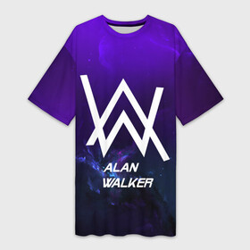 Платье-футболка 3D с принтом Alan Walker SPACE COLLECTION ,  |  | alan walker | club | music | абстракция | клубная музыка | космос | краски | музыка