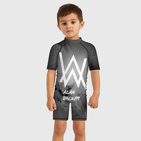 Детский купальный костюм 3D с принтом ALAN WALKER , Полиэстер 85%, Спандекс 15% | застежка на молнии на спине | alan walker | club | music | абстракция | клубная музыка | космос | краски | музыка