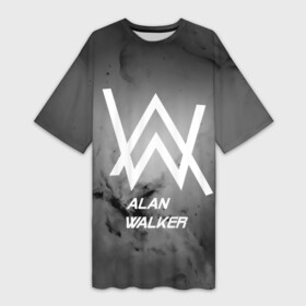 Платье-футболка 3D с принтом ALAN WALKER ,  |  | alan walker | club | music | абстракция | клубная музыка | космос | краски | музыка