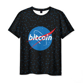Мужская футболка 3D с принтом BITCOIN в стиле NASA , 100% полиэфир | прямой крой, круглый вырез горловины, длина до линии бедер | bitcoin | btc | crypto | биткоин | валюта | деньги | криптовалюта | майнер | майнинг | цифровое золото