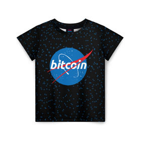 Детская футболка 3D с принтом BITCOIN в стиле NASA , 100% гипоаллергенный полиэфир | прямой крой, круглый вырез горловины, длина до линии бедер, чуть спущенное плечо, ткань немного тянется | bitcoin | btc | crypto | биткоин | валюта | деньги | криптовалюта | майнер | майнинг | цифровое золото