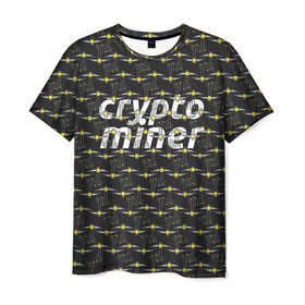 Мужская футболка 3D с принтом CRYPTO MINER , 100% полиэфир | прямой крой, круглый вырез горловины, длина до линии бедер | bitcoin | btc | crypto | miner | mining | биткоин | валюта | деньги | криптовалюта | майнинг | цифровое золото