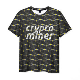 Мужская футболка 3D с принтом CRYPTO MINER , 100% полиэфир | прямой крой, круглый вырез горловины, длина до линии бедер | Тематика изображения на принте: bitcoin | btc | crypto | miner | mining | биткоин | валюта | деньги | криптовалюта | майнинг | цифровое золото