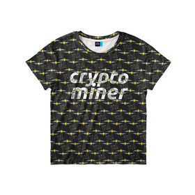 Детская футболка 3D с принтом CRYPTO MINER , 100% гипоаллергенный полиэфир | прямой крой, круглый вырез горловины, длина до линии бедер, чуть спущенное плечо, ткань немного тянется | bitcoin | btc | crypto | miner | mining | биткоин | валюта | деньги | криптовалюта | майнинг | цифровое золото