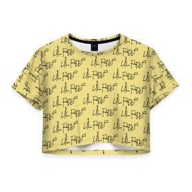 Женская футболка 3D укороченная с принтом LiL PEEP Pattern , 100% полиэстер | круглая горловина, длина футболки до линии талии, рукава с отворотами | Тематика изображения на принте: band | cry baby | emo | lil peep | music | musician | rap | swag | логотип | музыка | музыкант | нытик. | рэп | сваг | эмо