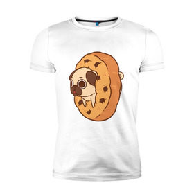Мужская футболка премиум с принтом мопс-печанька , 92% хлопок, 8% лайкра | приталенный силуэт, круглый вырез ворота, длина до линии бедра, короткий рукав | dog | pug | мопс | собака