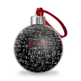 Ёлочный шар с принтом Формулы E=mc2 , Пластик | Диаметр: 77 мм | Тематика изображения на принте: emc | альберт | доска | емс хипстер | мел | физик | физика | формула | энштейн