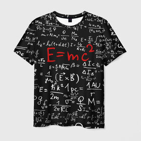 Мужская футболка 3D с принтом Формулы E=mc2 , 100% полиэфир | прямой крой, круглый вырез горловины, длина до линии бедер | emc | альберт | доска | емс хипстер | мел | физик | физика | формула | энштейн
