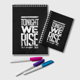 Блокнот с принтом We Rise , 100% бумага | 48 листов, плотность листов — 60 г/м2, плотность картонной обложки — 250 г/м2. Листы скреплены удобной пружинной спиралью. Цвет линий — светло-серый
 | awake | monster | skillet | джон купер | кори купер | рок