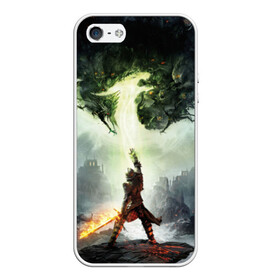 Чехол для iPhone 5/5S матовый с принтом Dragon Age Inquisition , Силикон | Область печати: задняя сторона чехла, без боковых панелей | Тематика изображения на принте: dragon age | dragon age inquisition | inquisition