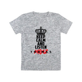 Детская футболка хлопок с принтом Keep calm and listen T.Mraz , 100% хлопок | круглый вырез горловины, полуприлегающий силуэт, длина до линии бедер | Тематика изображения на принте: thomas mraz | томас | тхомас