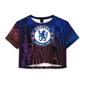 Женская футболка 3D укороченная с принтом Chelsea football sport 2018 , 100% полиэстер | круглая горловина, длина футболки до линии талии, рукава с отворотами | Тематика изображения на принте: 