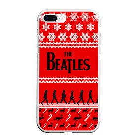 Чехол для iPhone 7Plus/8 Plus матовый с принтом Праздничный The Beatles , Силикон | Область печати: задняя сторона чехла, без боковых панелей | beatles | the beatles | бител | битлз | битлс | битлы | группа | джон леннон | джордж харрисон | жуки | знак | красный | ливерпульская четвёрка | мерсибит | надпись | новогодний | новый год | пол маккартни | поп