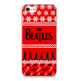 Чехол для iPhone 5/5S матовый с принтом Праздничный The Beatles , Силикон | Область печати: задняя сторона чехла, без боковых панелей | beatles | the beatles | бител | битлз | битлс | битлы | группа | джон леннон | джордж харрисон | жуки | знак | красный | ливерпульская четвёрка | мерсибит | надпись | новогодний | новый год | пол маккартни | поп