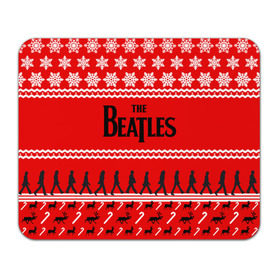 Коврик прямоугольный с принтом Праздничный The Beatles , натуральный каучук | размер 230 х 185 мм; запечатка лицевой стороны | beatles | the beatles | бител | битлз | битлс | битлы | группа | джон леннон | джордж харрисон | жуки | знак | красный | ливерпульская четвёрка | мерсибит | надпись | новогодний | новый год | пол маккартни | поп