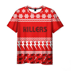 Мужская футболка 3D с принтом Праздничный The Killers , 100% полиэфир | прямой крой, круглый вырез горловины, длина до линии бедер | kilers | killers | the | the killers | альтернативн | брэндон флауэрс | дэйв кенинг | зе | знак | зэ | килер | килерс | красный | марк стормер | надпись | новогодний | новый год | праздник | рождество