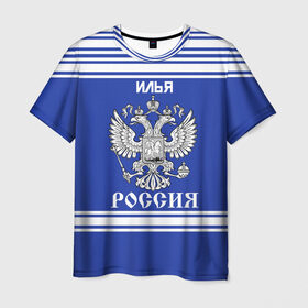 Мужская футболка 3D с принтом Илья SPORT UNIFORM 2018 , 100% полиэфир | прямой крой, круглый вырез горловины, длина до линии бедер | name | russia | sport | илья | имена | россия | русский | спорт | спортивный | униформа | форма