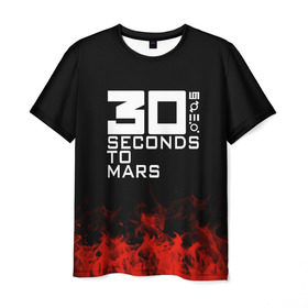 Мужская футболка 3D с принтом 30 seconds to mars , 100% полиэфир | прямой крой, круглый вырез горловины, длина до линии бедер | 30 seconds to mars | band | metal | music | rock | атрибутика | группа | метал | музыка | рок