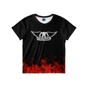 Детская футболка 3D с принтом Aerosmith , 100% гипоаллергенный полиэфир | прямой крой, круглый вырез горловины, длина до линии бедер, чуть спущенное плечо, ткань немного тянется | aerosmith | band | metal | music | rock | атрибутика | группа | метал | музыка | рок