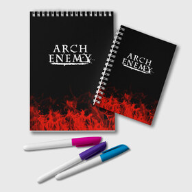 Блокнот с принтом Arch Enemy , 100% бумага | 48 листов, плотность листов — 60 г/м2, плотность картонной обложки — 250 г/м2. Листы скреплены удобной пружинной спиралью. Цвет линий — светло-серый
 | Тематика изображения на принте: arch enemy | band | metal | music | rock | атрибутика | группа | метал | музыка | рок