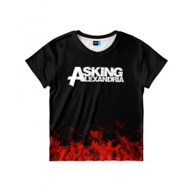 Детская футболка 3D с принтом Asking Alexandria , 100% гипоаллергенный полиэфир | прямой крой, круглый вырез горловины, длина до линии бедер, чуть спущенное плечо, ткань немного тянется | asking alexandria | band | metal | music | rock | атрибутика | группа | метал | музыка | рок
