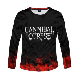 Женский лонгслив 3D с принтом Cannibal Corpse , 100% полиэстер | длинные рукава, круглый вырез горловины, полуприлегающий силуэт | band | cannibal corpse | metal | music | rock | атрибутика | группа | метал | музыка | рок