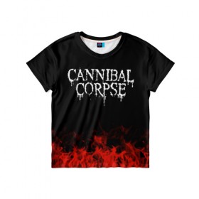 Детская футболка 3D с принтом Cannibal Corpse , 100% гипоаллергенный полиэфир | прямой крой, круглый вырез горловины, длина до линии бедер, чуть спущенное плечо, ткань немного тянется | band | cannibal corpse | metal | music | rock | атрибутика | группа | метал | музыка | рок