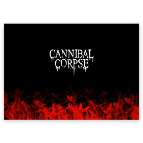 Поздравительная открытка с принтом Cannibal Corpse , 100% бумага | плотность бумаги 280 г/м2, матовая, на обратной стороне линовка и место для марки
 | Тематика изображения на принте: band | cannibal corpse | metal | music | rock | атрибутика | группа | метал | музыка | рок