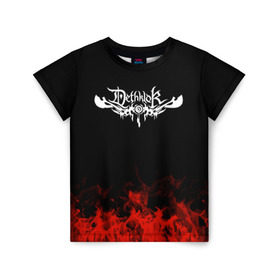Детская футболка 3D с принтом Dethklok , 100% гипоаллергенный полиэфир | прямой крой, круглый вырез горловины, длина до линии бедер, чуть спущенное плечо, ткань немного тянется | band | dethklok | metal | music | rock | атрибутика | группа | метал | музыка | рок