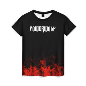 Женская футболка 3D с принтом Powerwolf , 100% полиэфир ( синтетическое хлопкоподобное полотно) | прямой крой, круглый вырез горловины, длина до линии бедер | band | metal | music | powerwolf | rock | атрибутика | группа | метал | музыка | рок