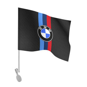 Флаг для автомобиля с принтом BMW Motorsport Carbon , 100% полиэстер | Размер: 30*21 см | bmw | bmw motorsport | bmw performance | carbon | m | motorsport | performance | sport | бмв | карбон | моторспорт | спорт