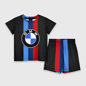 Детский костюм с шортами 3D с принтом BMW SPORT ,  |  | bmw | bmw motorsport | bmw performance | carbon | m | motorsport | performance | sport | бмв | карбон | моторспорт | спорт
