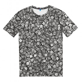 Мужская футболка 3D с принтом Игральные кубики , 100% полиэфир | прямой крой, круглый вырез горловины, длина до линии бедер | dice | азарт | игра | казино | кости | куб | кубик | настолки | настольные | паттерн | рандом | удача