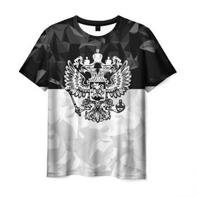 Мужская футболка 3D с принтом RUSSIA - Black Collection , 100% полиэфир | прямой крой, круглый вырез горловины, длина до линии бедер | russia | герб | двуглавый орел | патриот | россия