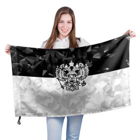 Флаг 3D с принтом RUSSIA - Black Collection , 100% полиэстер | плотность ткани — 95 г/м2, размер — 67 х 109 см. Принт наносится с одной стороны | russia | герб | двуглавый орел | патриот | россия