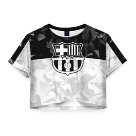 Женская футболка 3D укороченная с принтом FC Barca Black Collection , 100% полиэстер | круглая горловина, длина футболки до линии талии, рукава с отворотами | fc barcelona | fcb | барселона | спорт | спортивные | футбол | футбольный клуб