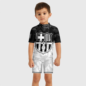 Детский купальный костюм 3D с принтом FC Barca Black Collection , Полиэстер 85%, Спандекс 15% | застежка на молнии на спине | Тематика изображения на принте: fc barcelona | fcb | барселона | спорт | спортивные | футбол | футбольный клуб