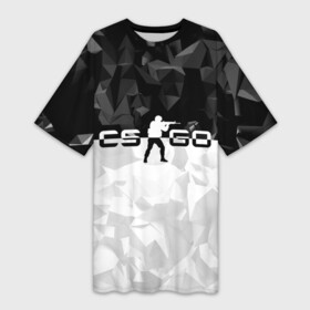 Платье-футболка 3D с принтом CS GO BLACK WHITE GEOMETRY ,  |  | counter strike | cs | cs go | global | go.offensive | шутер