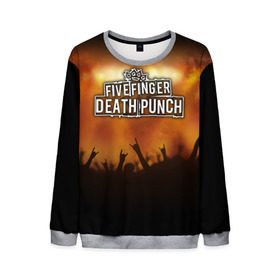 Мужской свитшот 3D с принтом Five Finger Death Punch , 100% полиэстер с мягким внутренним слоем | круглый вырез горловины, мягкая резинка на манжетах и поясе, свободная посадка по фигуре | band | five finger death punch | metal | music | rock | атрибутика | группа | метал | музыка | рок