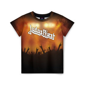 Детская футболка 3D с принтом Judas Priest , 100% гипоаллергенный полиэфир | прямой крой, круглый вырез горловины, длина до линии бедер, чуть спущенное плечо, ткань немного тянется | band | judas priest | metal | music | rock | атрибутика | метал | музыка | рок