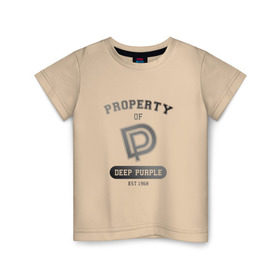 Детская футболка хлопок с принтом Property of Deep Purple , 100% хлопок | круглый вырез горловины, полуприлегающий силуэт, длина до линии бедер | 