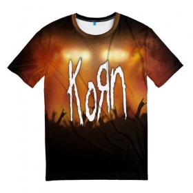 Мужская футболка 3D с принтом Korn , 100% полиэфир | прямой крой, круглый вырез горловины, длина до линии бедер | 