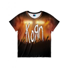 Детская футболка 3D с принтом Korn , 100% гипоаллергенный полиэфир | прямой крой, круглый вырез горловины, длина до линии бедер, чуть спущенное плечо, ткань немного тянется | 